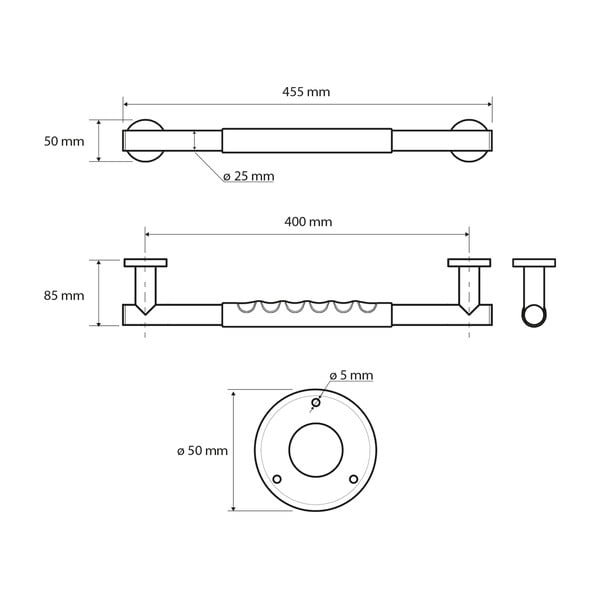 Maniglia da bagno a parete in acciaio inox 45,5 cm - Sapho-image-1