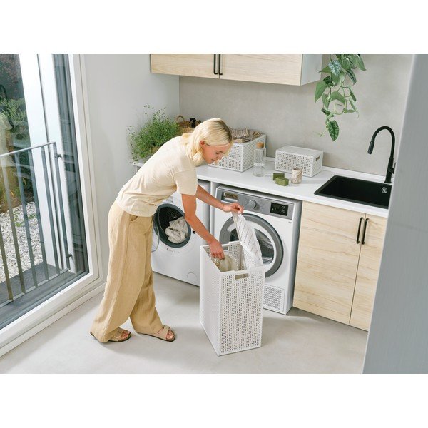 Cesta per il bucato color crema in plastica riciclata 60 l Kaya – Curver-image-1