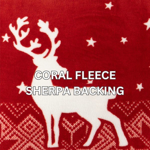 Coperta rossa in sherpa a tema Natale 130x150 cm – Tiseco Home Studio-image-4