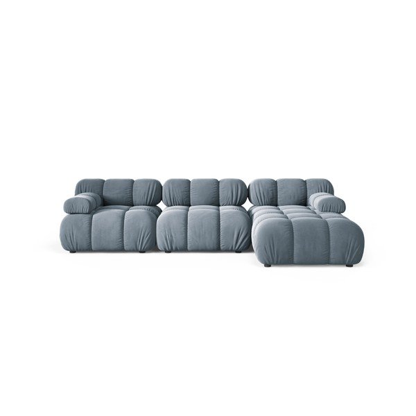 Divano angolare componibile grigio (con penisola a destra/con chaise lounge) con rivestimento in velluto – Micadoni 