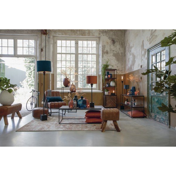 Pouf in pelle marrone ø 50 cm Luka - Light & Living-image-3