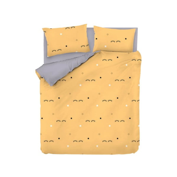 Set copripiumino e federa giallo/grigio per letto matrimoniale 200x200 cm Dide – Mijolnir