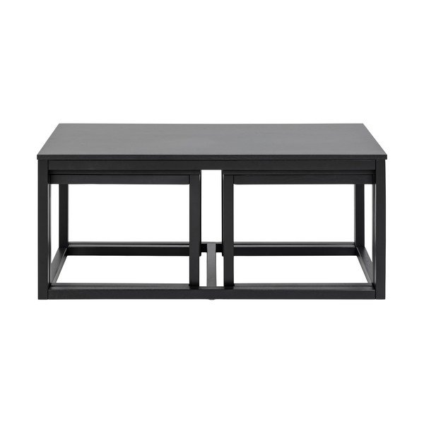 Set di tavolini da salotto neri con piano effetto rovere 3 pz 60x120 cm Cornus - Actona-image-3