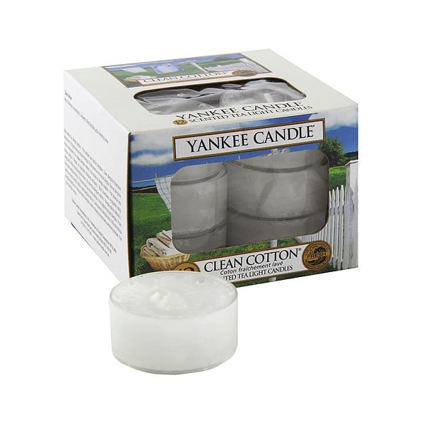 Sada 12 vonných svíček Yankee Candle Čistá Bavlna, doba hoření 4 - 6 hodin