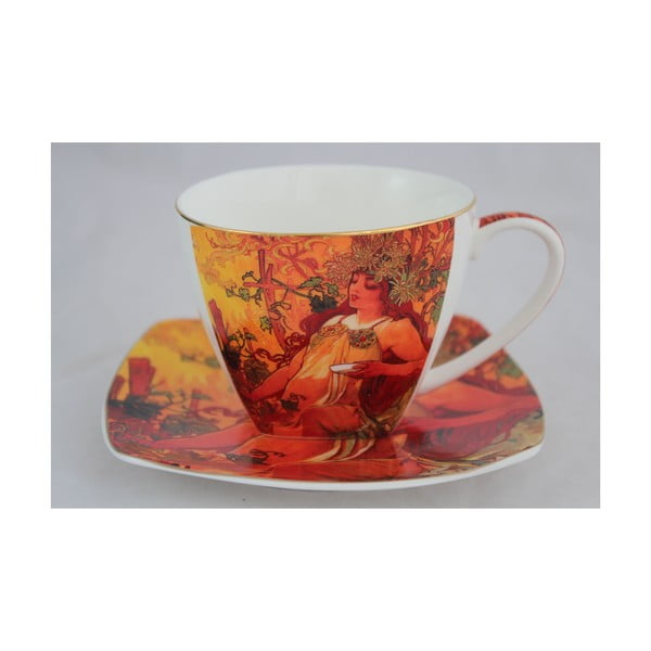 Alfons Mucha - hrnek s podšálkem Podzim
