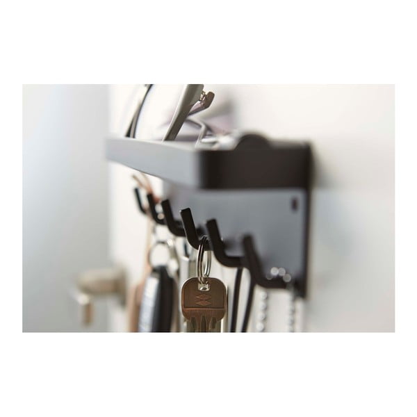 Portachiavi a parete nero con ripiano Smart - YAMAZAKI-image-3