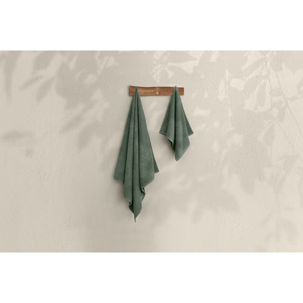 Asciugamani e teli da bagno in cotone verde in set di 2 pezzi - Foutastic-image-3
