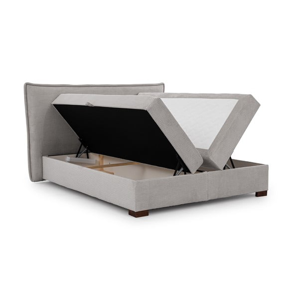 Letto boxspring grigio chiaro con contenitore 180x200 cm Lysa – Ropez-image-2
