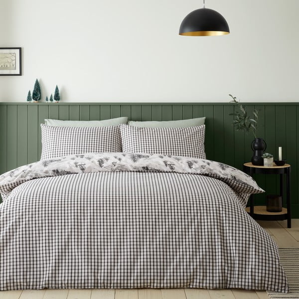 Biancheria da letto in flanella beige per letto matrimoniale 200x200 cm Alpine Vilage - Catherine Lansfield-image-2