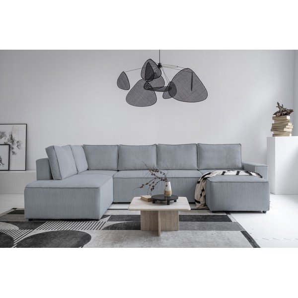 Divano letto angolare in velluto a coste grigio chiaro Brave Dave - Miuform-image-4