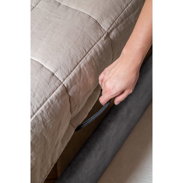 Letto singolo imbottito grigio con contenitore con griglia 90x200 cm Dreamy Aurora - Miuform-image-3