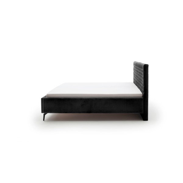 Letto matrimoniale imbottito nero con contenitore con rete inclusa 180x200 cm La Maison – Meise Möbel-image-3