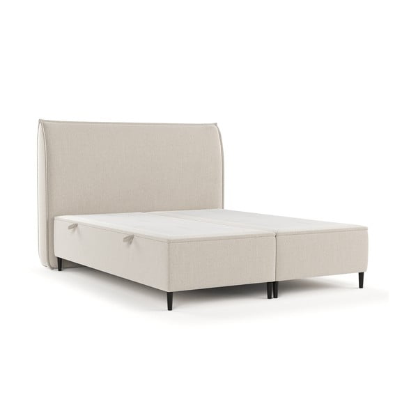 Letto matrimoniale imbottito beige con contenitore 160x200 cm Draco - Maison de Rêve