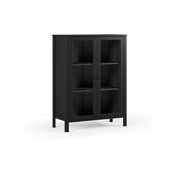 Vetrina nera in pino massiccio 90x120x40 cm Alessandra – Marckeric