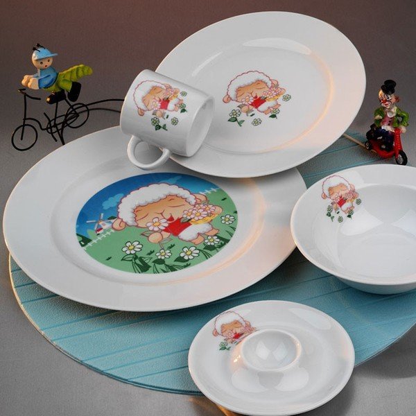 Set da pranzo in porcellana per bambini da 5 pezzi Sheep - Kütahya Porselen-image-1