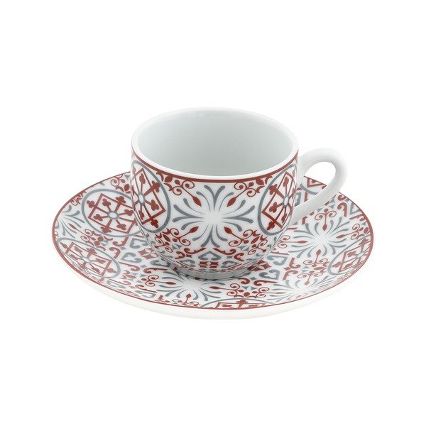 Set di 6 tazze in porcellana con piattini Pecan - Villa Altachiara