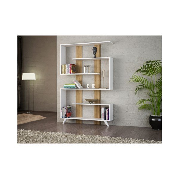Libreria bianca in legno di noce Rain - Woody Fashion-image-1