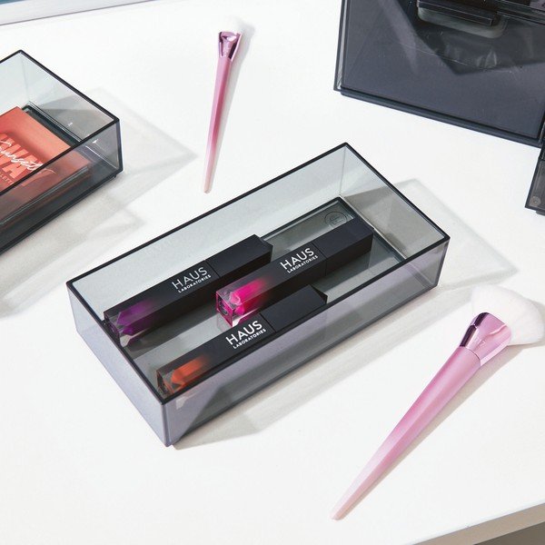 Organizzatore da bagno nero opaco per cosmetici in plastica riciclata - iDesign-image-1