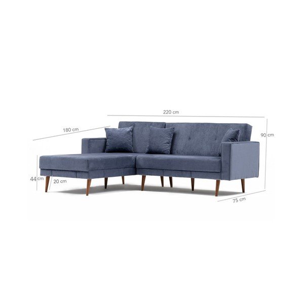 Divano letto grigio-blu Dublino, angolo sinistro - Balcab Home-image-1