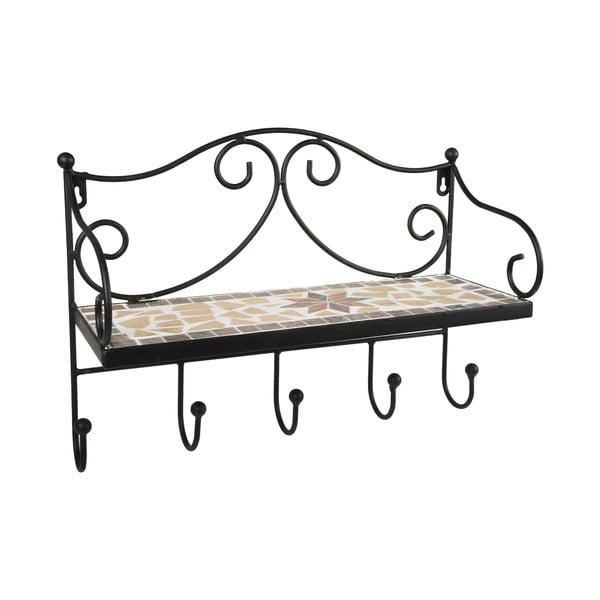 Attaccapanni da parete nero in metallo con scaffale 42 cm Almeria – Garden Pleasure