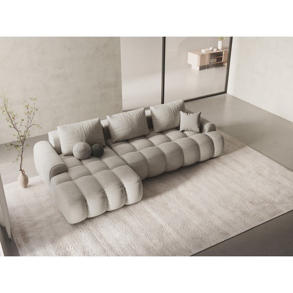 Divano angolare beige allungabile/con contenitore (con penisola a sinistra/con chaise lounge) Linz – Cosmopolitan Design-image-1