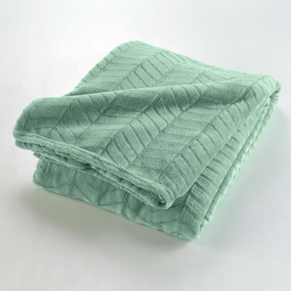 Copriletto verde chiaro in microflanella 180x220 cm Arya – douceur d'intérieur