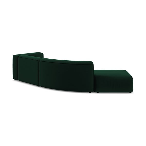 Chaise longue verde scuro (con penisola a sinistra) con rivestimento in velluto Ekahi – Makamii-image-4