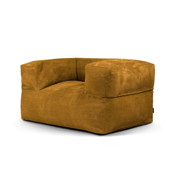 Puof a sacco color senape con rivestimento in velluto a coste MooG – SLOWDOWN