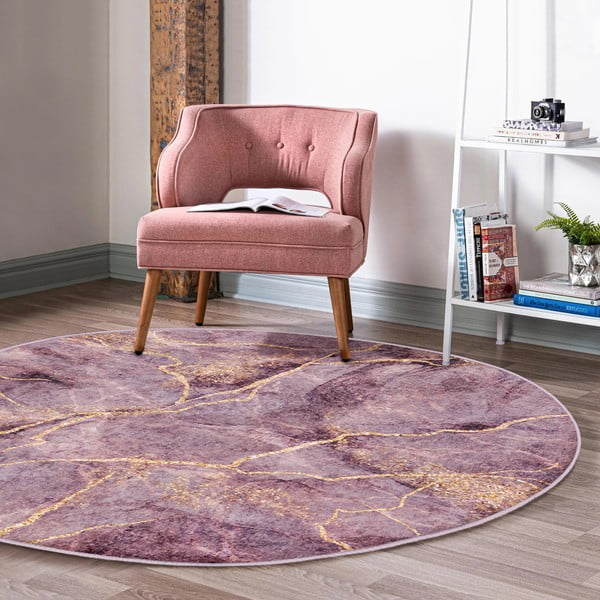 Tappeto rotondo lavabile rosa adatto ai robot aspirapolvere ø 80 cm Comfort - Mila Home-image-1