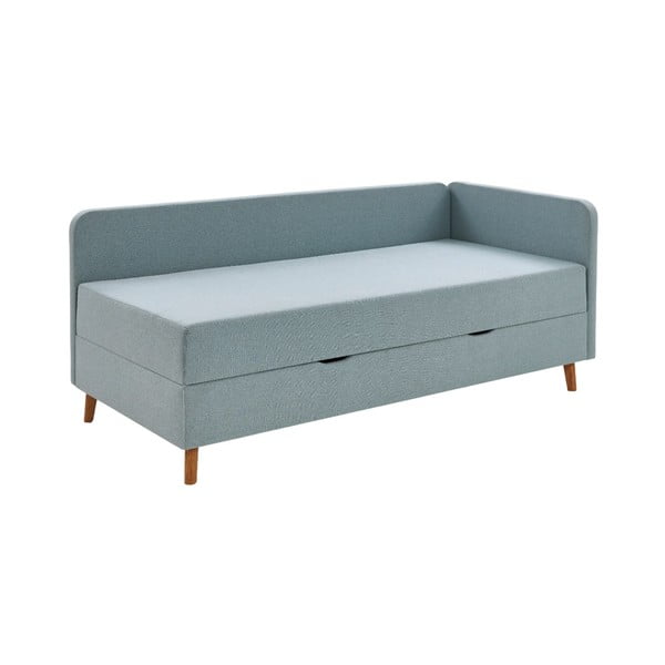 Letto singolo imbottito azzurro con contenitore con materasso incluso 120x200 cm Cabana – Meise Möbel
