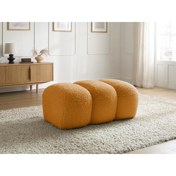 Poggiapiedi color senape con rivestimento in bouclé Hippolyte – Bobochic Paris-image-1