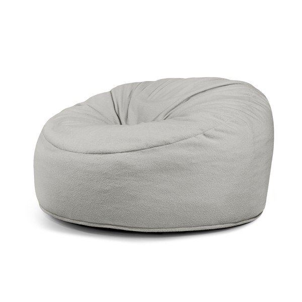 Puof a sacco grigio chiaro con rivestimento in bouclé Om 135 – SLOWDOWN