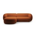 Divano angolare color terracotta (con penisola a sinistra/con chaise lounge) con rivestimento in velluto Kate – Micadoni 