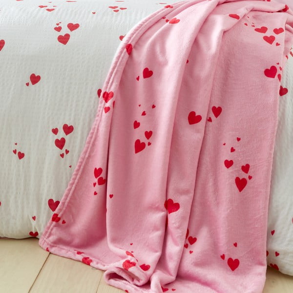 Coperta rosa in vello 200x240 cm Heart – Catherine Lansfield-image-2