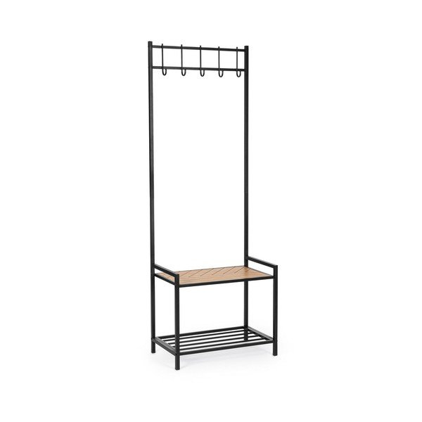 Attaccapanni da parete nero/di colore naturale in metallo con scaffale 64,5 cm Haldor – Yes Everyday