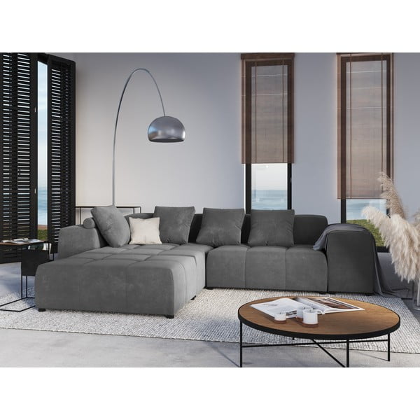 Bracciolo in velluto grigio per divano componibile Rome Velvet - Cosmopolitan Design-image-4