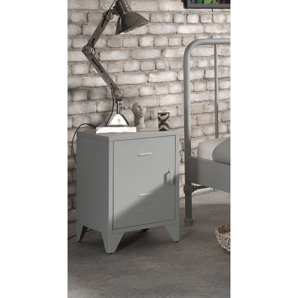 Comodino in metallo grigio Bronxx - Vipack-image-1