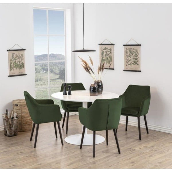 Sedia da pranzo verde in imbottito con braccioli Nora – Actona-image-1