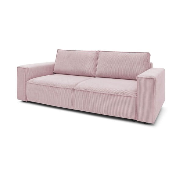 Divano letto in velluto a coste rosa chiaro 245 cm Nihad - Bobochic Paris-image-3