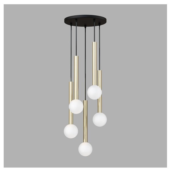 Lampadario nero-oro con paralume in vetro ø 40 cm Candle - Squid Lighting