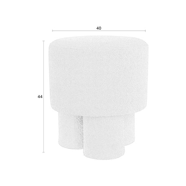 Poggiapiedi bianco con rivestimento in bouclé Marcos – White Label-image-4