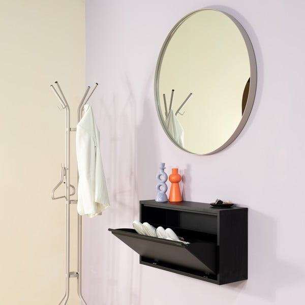 Scarpiera nera in metallo con ante ribaltabili/da parete 75x41x22 cm Billy – Spinder Design-image-1