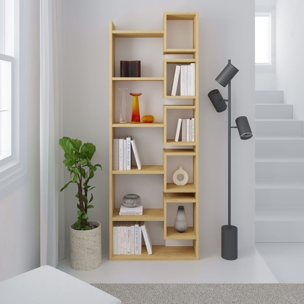 Libreria in rovere decorata in bianco e naturale 60x168,5 cm Eladi - Marckeric-image-4