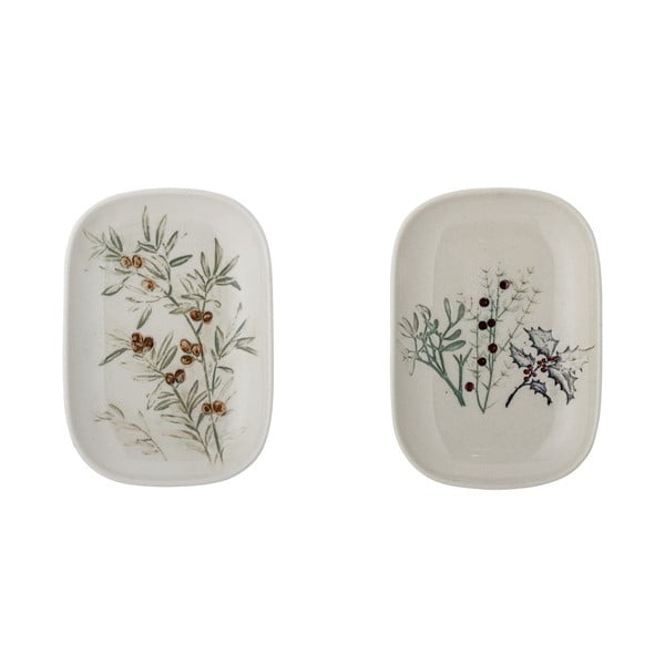 Set di 2 piatti da dessert in gres bianco con motivo natalizio Hollie - Bloomingville