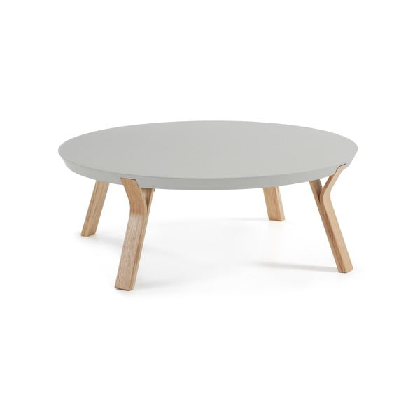Tavolino grigio chiaro con gambe in frassino, Ø 90 cm Solid - Kave Home