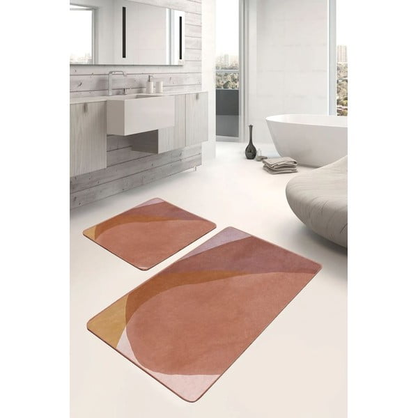 Set di tappetini per il bagno marroni in velluto 2 pz 60x100 cm – Mila Home-image-3