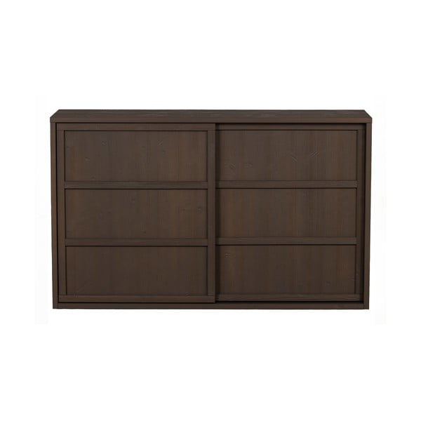 Cassettiera bassa marrone in legno di pino con ante scorrevoli 140x85 cm Nomin - BePureHome