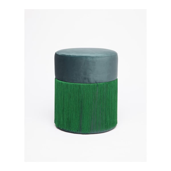 Pouf verde con rivestimento in velluto, ø 36 cm - Velvet Atelier