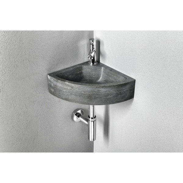 Lavabo nero in pietra 30x30 cm Blok – Sapho-image-2
