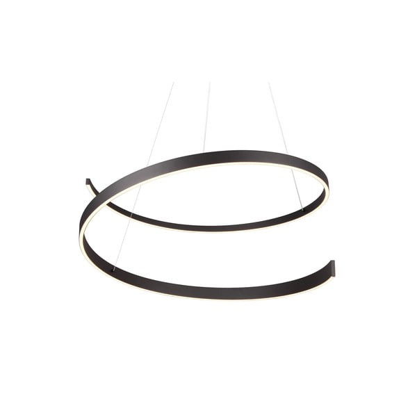 Apparecchio a sospensione LED nero con comando vocale/app mobile con paralume in metallo ø 75 cm Cinardi - CINQUE-image-3